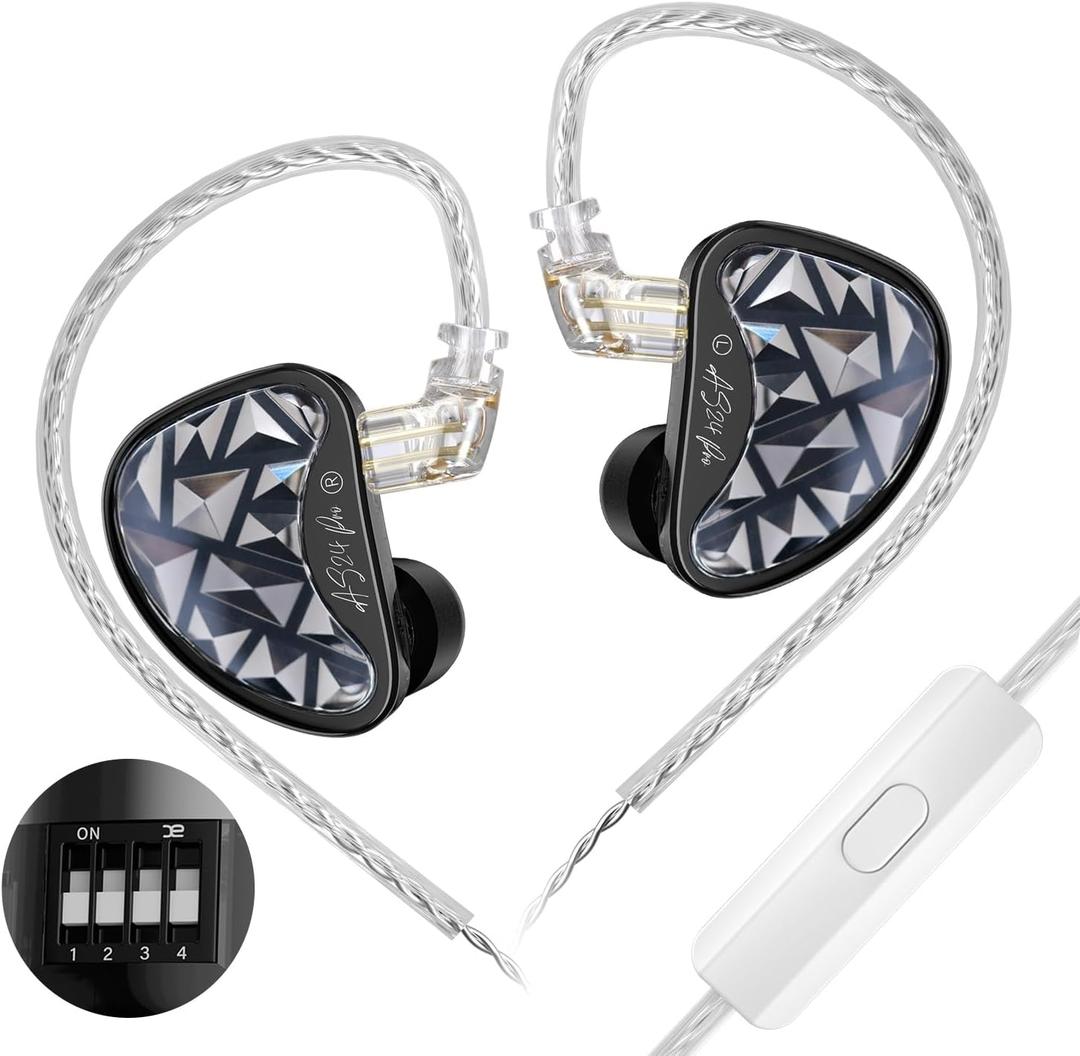KZ AS24 Pro in-Ear Monitor Headphone, 24BA Drivers High-Performance IEM with 8 Tuning Switches, HiFi Bass Noise Isolation Earbuds Clarity in All Frequency Comfortable Earphones (MIC)