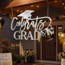 Geetery Large Graduation Metal Grad Sign Decor 30.3 x 19.7 inches 2026 Gard Photo Booth Prop Graduation Party Backdrop for Front Door Outdoor Indoor Wall College Gradua Party(Congrats Grad,Silver), 28.35 x 19.7 inches