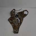 CHYRII Women's Sexy Cutout Lace Up Backless High Cut One Piece Swimsuit Monokini (Large, Leopard)