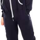 Juicy Trendz Adult Hooded Fleece Onesie Pajamas, Non-Footed One Piece Zip-Up Aztec Printed Jumpsuit Sleepwear for Men & Women (Medium, A2-navy)