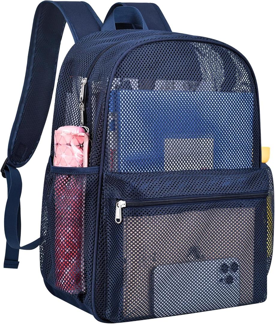 Paxiland Mesh Backpack Lightweight See Through Backpack for Commuting Swimming Travel Beach Outdoor Sports Blue, Large