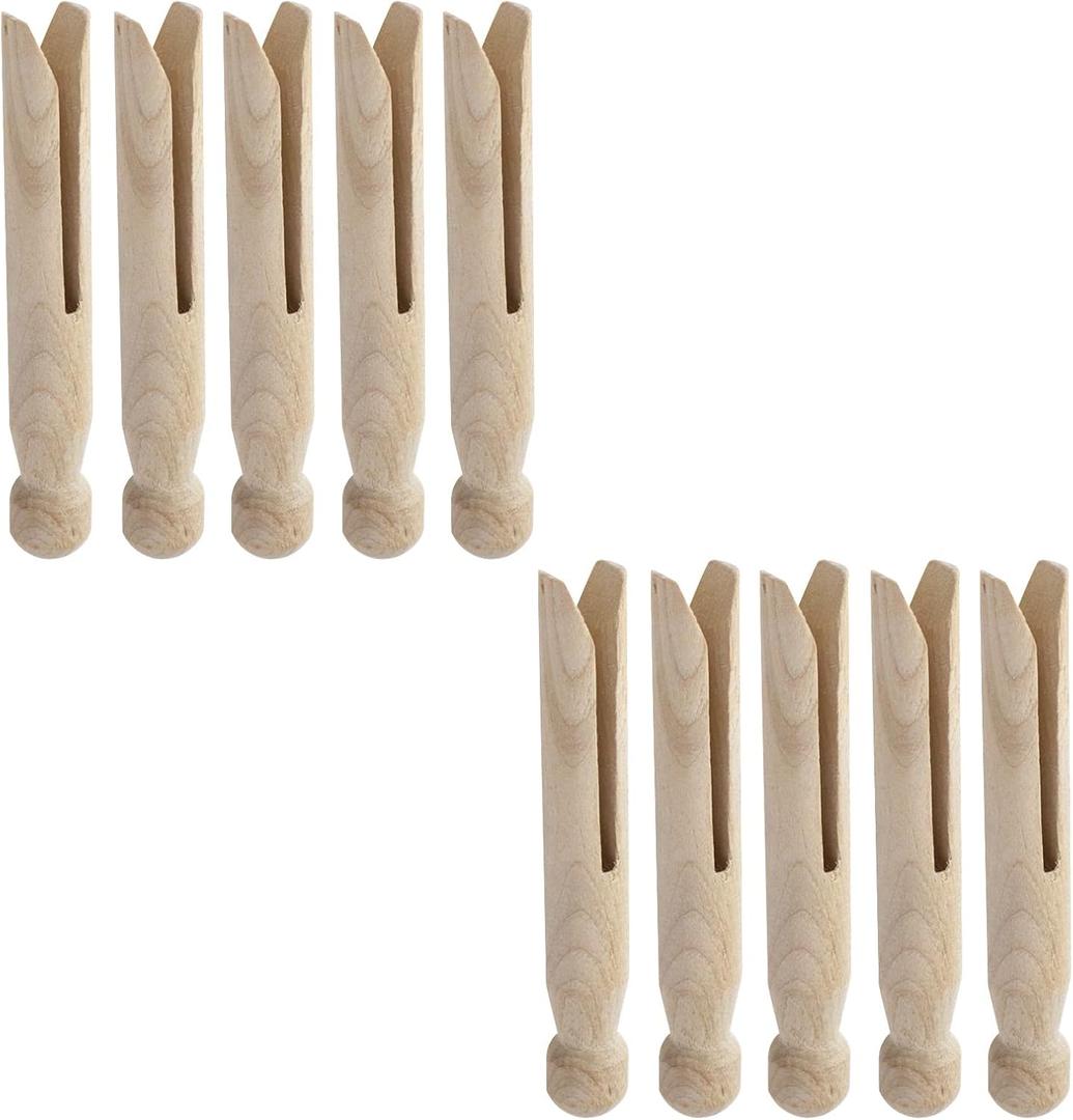 Mcredy Clothes Pins 10 Pcs Round Wooden Clothespins Old Fashioned Traditional Wooden Clips Simple Laundry Clothesline Clips for Hanging Organizing Photo Clothes DIY Projects (3.74 Inch)