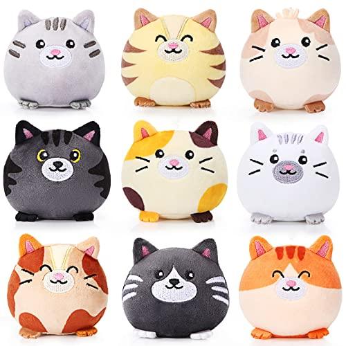 Libima 9 Pcs Mini Stuffed Animals Bulk Adopt a Pet Party Favors 3.15 Inch Small Plushies Cute Ornaments Toys for Baby Shower Birthday Gift Bags Fillers Basket Stuffers(Cat)