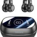 Wireless Earbuds Open Ear Clip Headphones Air Conduction Earbuds LED Power Display Earphones Sport Bluetooth 5.3 Headphones (Black)