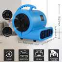 blessny 1/2 HP ETL Listed Carpet Dryer Fan, 2600 CFM Air Blower Mover for Home Drying, 15 Ft Long Cord Portable Floor Blower Fan with 3-Speeds (Blue)