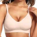 Vertvie Womens Seamless Jelly Bras No Underwire Comfort Push Up Bras Buttery Soft Wireless Bralette Full Coverage Sports Bra M