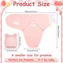 Ramede 6 Pack Preemie Swaddle Blanket with Hats Sleep Swaddle for Baby Boy Girl Preemie Newborn Sacks Soft Cotton Wearable , 18 (Bear,Pink)