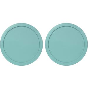 Replacement Lids fits Pyrex 6 & 7-Cup Glass Food Storage Container Bowls, 7.5-Inch Plastic Round Lids Covers for Pyrex 7402-PC, Airtight & Leakproof (2-Pack, Turquoise)