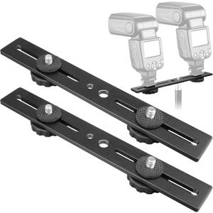 Dual Flash Bracket,Chromlives Dual Tripod Mount Bracket,1/4" Dual Camera Mount Flash Extension Bar,8" Dual Tripod Bracket for Camera,LED Light,DSLR Camera,Tripod,Flash Light(2 Pack)
