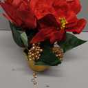 Artificial Christmas Flowers - 7 Heads Faux Red Poinsettia Plants in Pots - Fake Poinsettia Bonsai Christmas Arrangement for Home, Office, Garden Party Decor (1 Pcs)