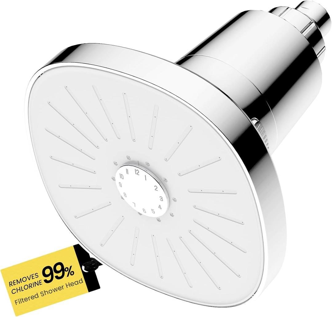 Ryamen Filtered Shower head, Rain Shower Head with Filter, High Pressure Shower Filter Head for Hard Water, 99% REMOVAL for Chlorine, Heavy Metals, Improves Skin & Hair, Chrome Polish