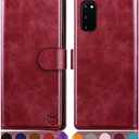 SUANPOT for Samsung Galaxy S20 6.2"(Non S20+/S20 Ultra) with RFID Blocking Leather Wallet case Credit Card Holder,Flip Folio Book Phone case Shockproof Cover Women Men for Samsung S20 case Wallet Red