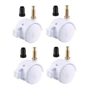 uxcell 1.5 Inch Swivel Caster Wheels Grip Neck Stem Caster White Furniture Wheel with Brake and Mounting Socket, 4pcs