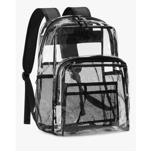 Clear Backpack Heavy Duty, 17 Inch Large TPU Clear Bookbag for Boys Girls Adult, See Through Book Bag Transparent Backpacks with Multiple Pockets for School College Work Casual Sport, Black