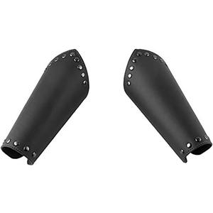 HZMAN Faux Leather Arm Guards - Medieval Cross Bracers - One Size (Black)