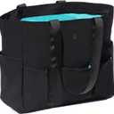 ESVAN Utility Tote Bag Weekender Duffle Bag with 13 Pockets - Perfect for Travel, Work, Gym, Beach, Teachers, and Nurses (Black)