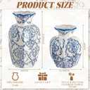 2 Pcs Blue and White Vintage Vase Chinoiserie Floral Vase 9.5'', 6'' Rustic Ceramic Vases for Home Decors, Living Room, Bookshelf, Office, Grand Millennial Decor, Chinoiserie Decors