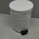 5 L Round Step Pet Trash with Lid,Mini Metal Pedal Bin,Small Garbage Can Wastebasket for Home,Car or OfficeWhite
