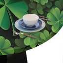 cfpolar Round Tablecloth with Elastic Edge Green Leaf St. Patrick's Day Round Fitted Table Cover Waterproof Wipeable Circle Table Cloths for Dining Kitchen Pattry Patio Outdoor (Fit for 45"-50")
