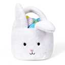 Easter Baskets for Kids,Plush Egg Hunting Easter Buckets with Handle Folded Ears, Gifts Boys Girls (White)
