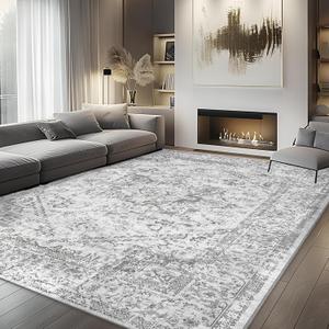 Area Rug 9x12 Living Room - Machine Washable Rug Large Floor Carpet for Bedroom Dining Room Home (9' x 12' (Rectangular), Protea-black/White)