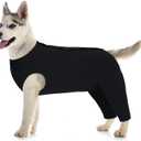 Kuoser Dog Surgery Suit Female Spay Male Neuter, Dog Leg Sleeve to Stop Licking Soft Dog Onesie for Abdominal Wound, Dog Recovery Suit Rear Leg Sleeves Pet Elbow Brace Protector Dog Pants, Black XL
