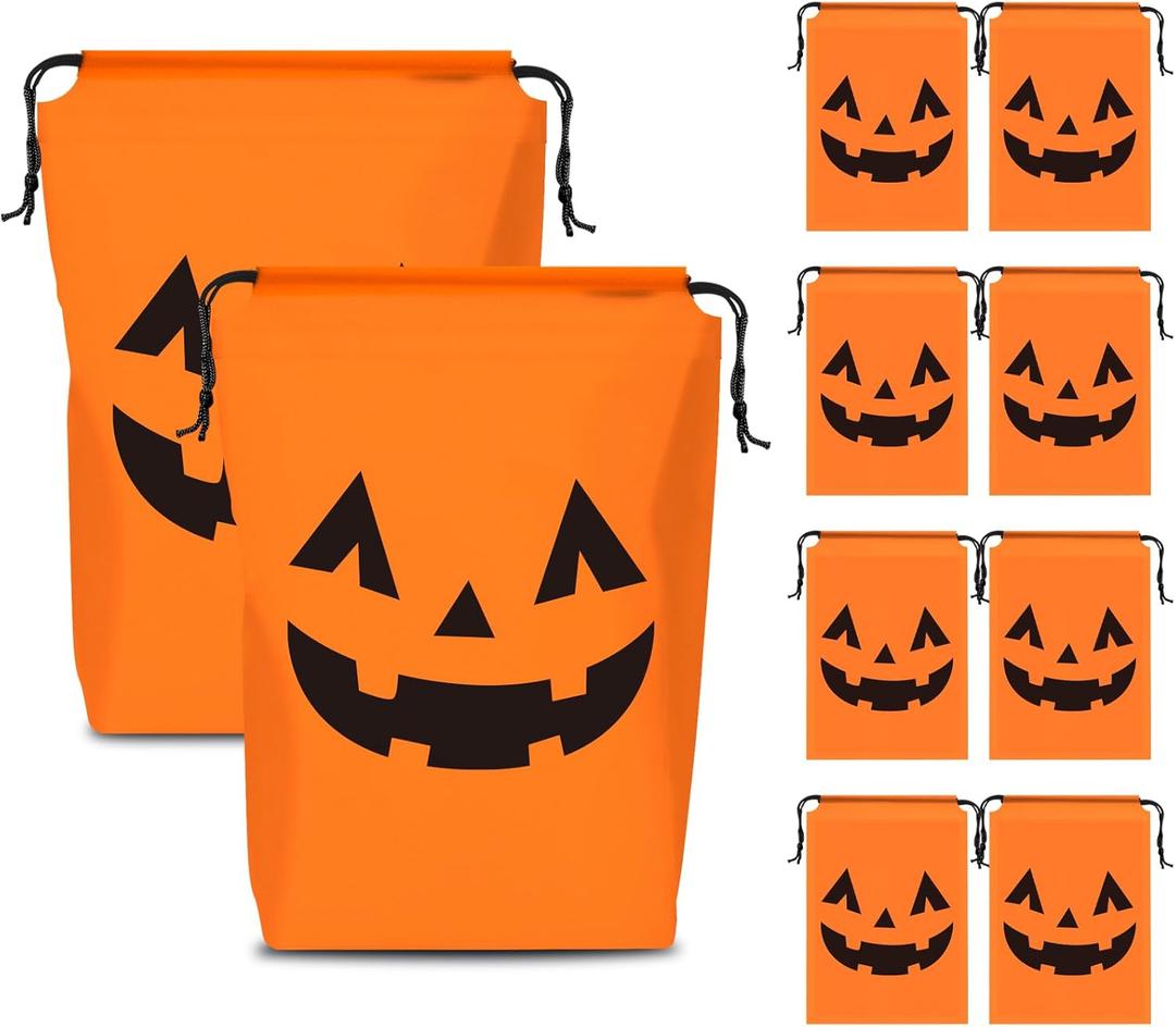 KERINGO 50 Pack Halloween Trick or Treat Party Favors Drawstring Party Favor Bags Translucent frosted Halloween Goodie Bags Gift Packaging Storage for Kids Boys Birthday Supplies 7.08 x 9.84 Inch