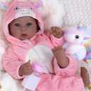 Aori 17 Inch Black Baby Dolls Realistic Black Doll with Light Weighted Soft Body & Pink Outfits for Girls 3+ | Pretend Play, Dress Up, Nursery Decor