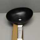 Davivy 15.7" x 13" Matte Black Oval Vessel Sink with Pop Up Drain,Bathroom Sinks Above Counter,Bathroom Vessel Sinks,Ceramic Vessel Sinks,Matte Black Vessel Sink for Bathrooms