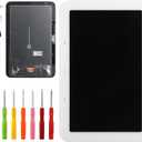 [with White Frame] Vvsialeek New LCD Touch Screen Digitizer Assembly for Google Home Nest Hub 2nd with Technical Repair Tools Kit- Fingerprint Function