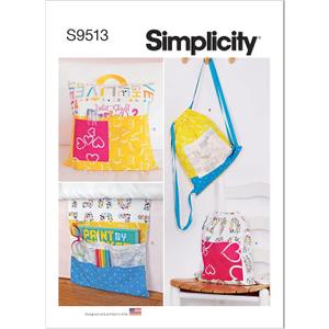 Simplicity Backpack, Bed Organizer and Pillow, One Size Sewing Pattern Kit, Code S9513, Multicolor