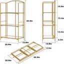 Crofy No Assembly Folding Bookshelf for Living Room, 3 Tier Gold Collapsible Book Shelf for Home Office, Portable Bookcase Storage Organizer