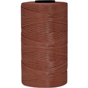 3mm x 218 Yards Flat Polyester Ribbon Yarn for Knitting and Crochet, Polypropylene Macrame Cord for Sun Hats, Bags, Purses, Shoes, Mat, DIY Crafts, Decorative Projects-Deep Brick