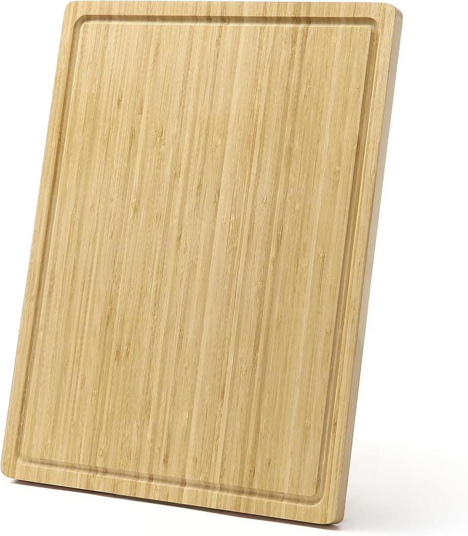 20x15 Inch Bamboo Cutting Board for Kitchen - Large Wooden Chopping Board with Juice Groove & Handle, Multipurpose Butcher Block for Meat/Vegetables, Reversible Wood Charcuterie Cheese Serving Board