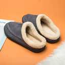 Ranberone Men's Slippers Microsuede Upper Moccasin House Shoes with Fuzzy Plush Lining Indoor and Outdoor (6-7, Grey)