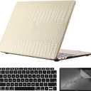 Compatible with MacBook Air 15 inch Case 2026-2023 Release M5 M4 M3 M2 Chip (Model A3448 A3241 A3114 A2941), Classic PU Leather Hard Case with Keyboard Cover & Screen Protector, Cream