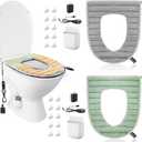 Enhon Heated Toilet Seat Cover, USB Powered Toilet Seat Warmer with Charger, 5 Speed Adjustable Temperature and Timing Function, Comes with Adhesive Shelf & Cable Clips(2 Pack,Gray + Green)