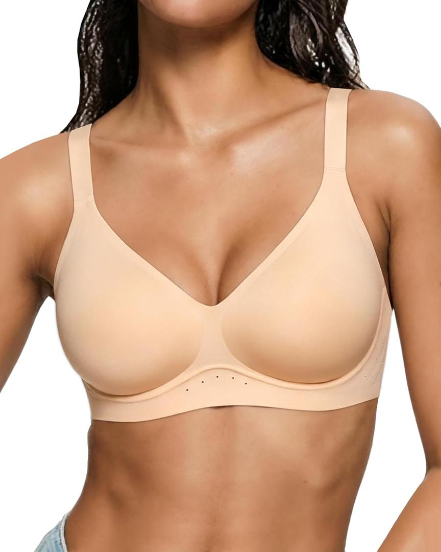 As Fairy Bras for Women No Underwire Jelly Wireless Seamless Full Coverage Comfortable Bra with Airholes, Invisible Nude Size 38B