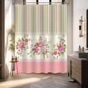 Rose Shower Curtain Spring Floral Pink Girl Bathroom Decor, Waterproof Cloth Fabric with Hooks, 60" W x 72" L