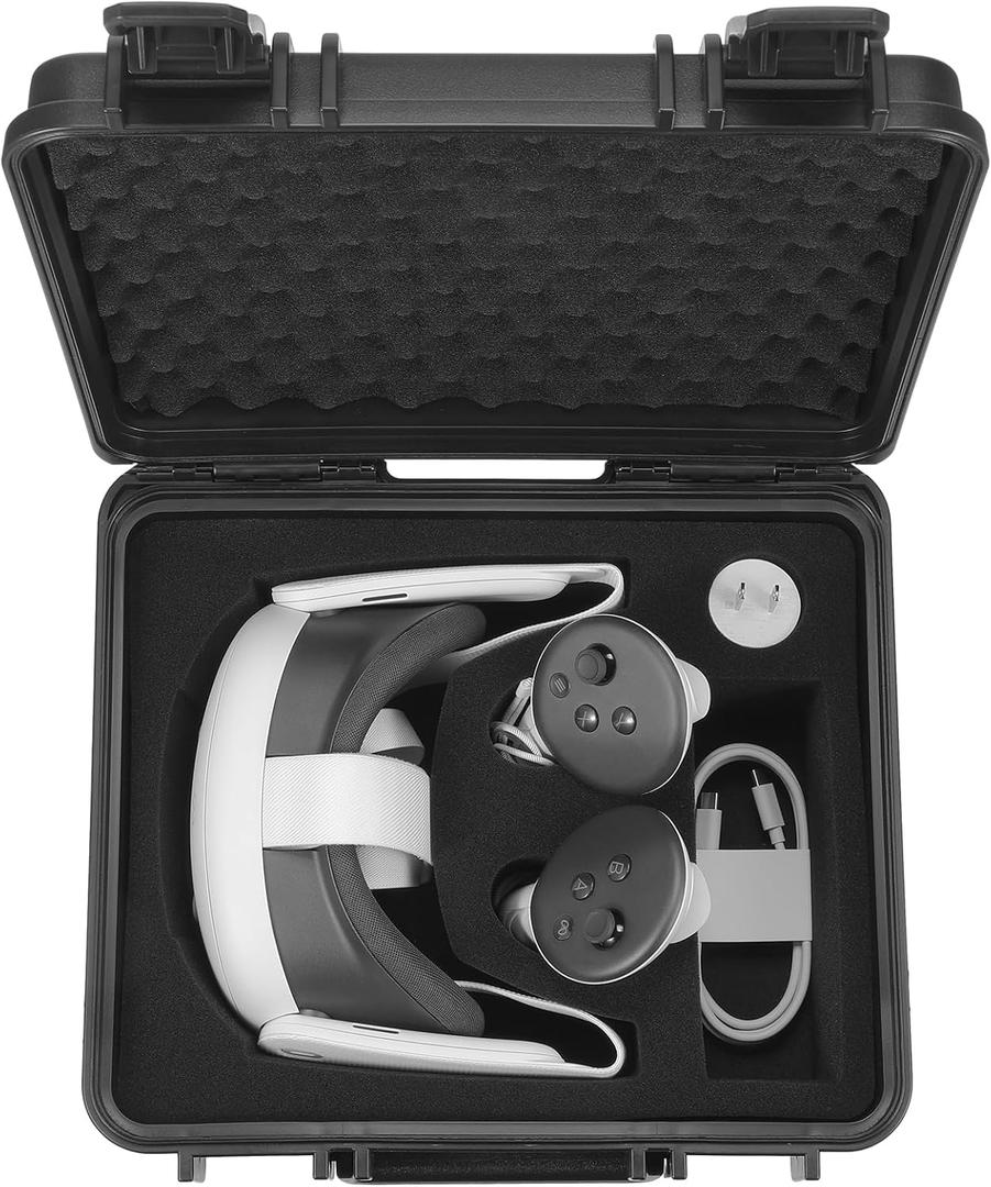 Hard Carrying Case Compatible with Meta Quest 3S / Quest 3 VR Headset with Original Strap, Waterproof Travel Case Holds Controller and Accessories, Not Compatible with Elite Strap