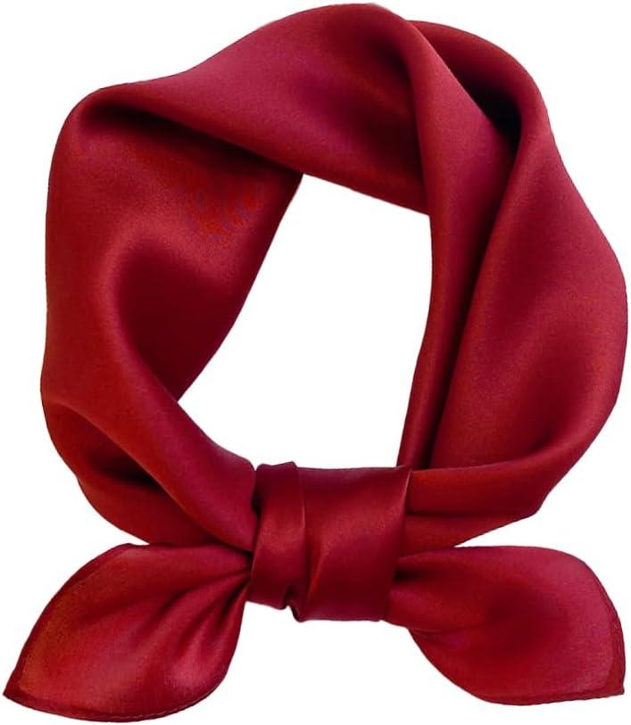 MEISEE Solid Color Mulberry Silk Scarf 20" Square Scarf Neck Scarf Hair Head Breathable Lightweight for Women Gift Packed