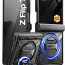 TONGATE 360 Spin Magnetic Stand for Z Flip 7 Case with Privacy Screen Protector, [Compatible with Magsafe] [Anti Spy] Full-Body Shockproof Samsung Galaxy Z Flip 7 Case with Hinge Protection, Black