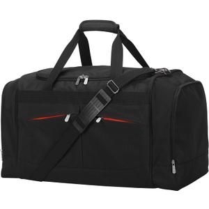 24 inch Large Gym Bag for Men - 65L Hard Bottom Duffle Bag with Shoes Compartment for Sport/Travel - Black