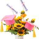 Breling 12 Pcs Pink and Gold Graduation Centerpiece Sticks Felt Graduation Scroll Diploma and Grad Cap with Tassel Decor 2026 Table Toppers Centerpiece Party Supplies for Grad Party Decorations