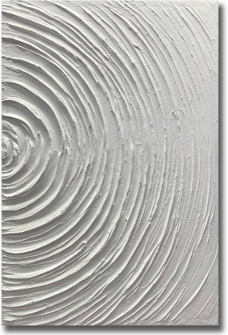 ART8YUQI Paintings - Contemporary Abstract Art Oil Painting On Canvas Texture 3D White painting Handmade Artwork Picture Canvas Wall Art Modern Home Decor living room Ready to Hang 24x36inch