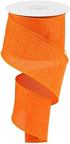 Solid Canvas Wired Edge Ribbon, 10 Yards (New Orange, 2.5 Inch)