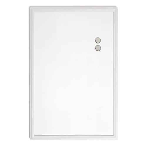 U Brands Farmhouse Dry Erase Board with White Frame, Office Supplies, Includes Magnets, 20” x 30”, White