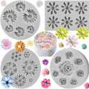 Sijiangmold Rose Flower Silicone Mold Daisy Chrysanthemum Fondant Molds Small Flower Chocolate Candy Molds For Cake Decorating Cupcake Topper Candy Polymer Clay Gum Paste Set Of 4