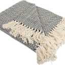 DII Chevron Throw Collection Handloomed Cotton, 50x60, Black