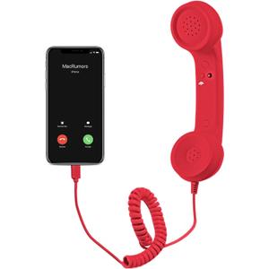 Retro Phone Handset, Cell Phone Receiver with Microphone & Speaker, Type-C Retro Telephone Wired Handsets Style Landline Handle Receiver for Cell Mobile Video Conferences, Calls, Meetings (Red)